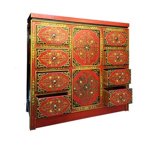 藏式彩绘佛龛带门立柜佛台新中式玄关柜供台供桌佛柜仿古实木家具