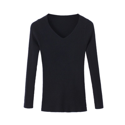 百搭修身V领长袖打底衫毛衣女装