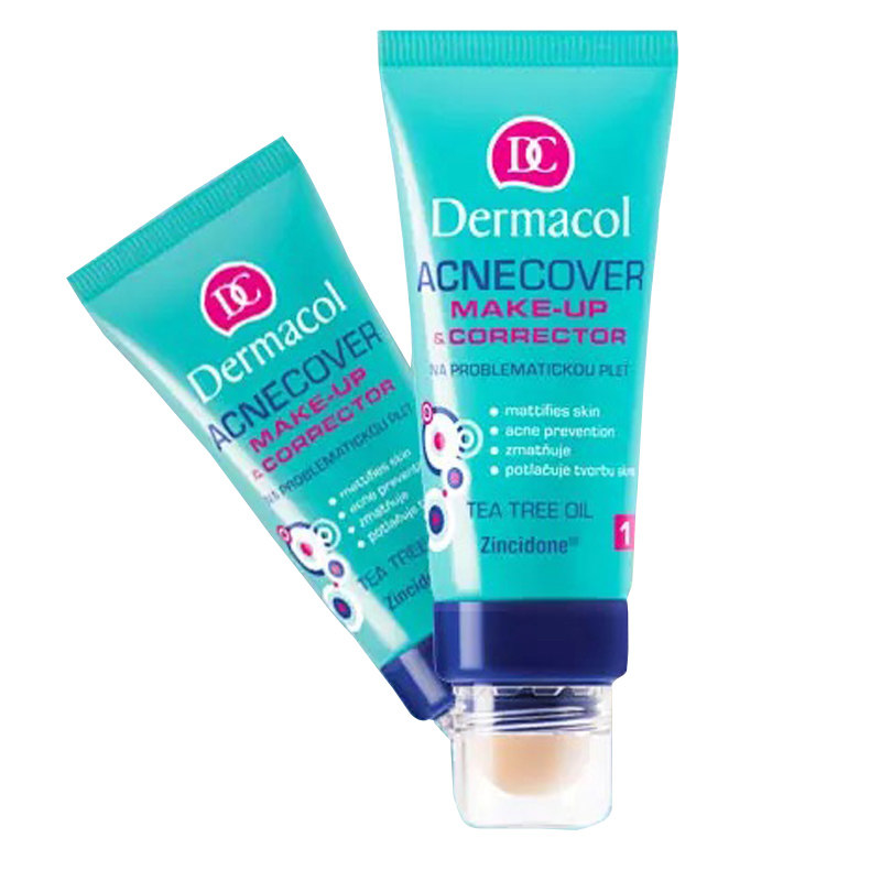 捷克Dermacol茶树抗痘遮瑕膏粉底液30ml+3g控油qu痘 布拉格直邮