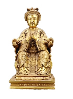 家用摆件黄铜铸造碧霞元君铜佛像