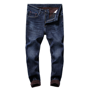 秋冬款裤子男士牛仔裤加绒加厚2025新款弹力修身小脚潮牌休闲长裤