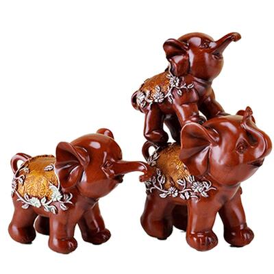 欧美式三只工艺品礼物大象摆件