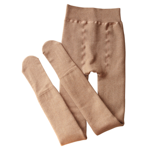 350克美丽诺绵羊毛厚绒精梳棉针织打底连裤袜踩脚裤秋冬保暖咖啡