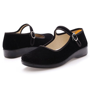 老北京布鞋女平跟黑色工作鞋防滑软底春夏季中老年人妈妈上班阿婆