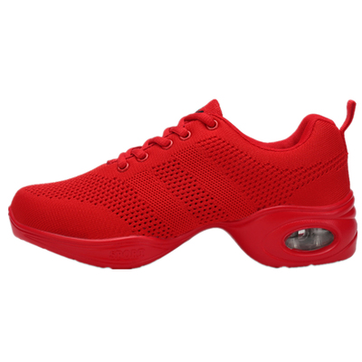 四季白色飞织透气网面软底舞蹈鞋