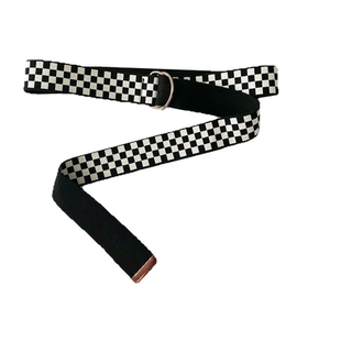 黑白格子帆布皮带男女通用裤腰带韩国原宿风简约百搭学生休闲裤带