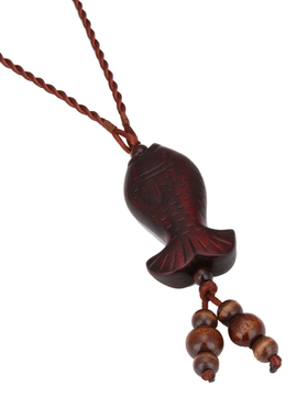 原创民族风长款复古桃木衣服配饰