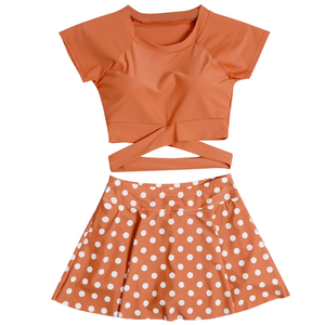 韩国女童游泳衣中大童女童分体平角女孩12-15岁学生专业ins风泳装