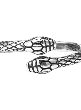 复古风做旧通用蛇头饰品戒指环