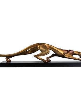 罗比罗丹金钱豹瑞兽珐琅彩摆件