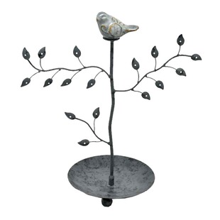 可爱小鸟树杈首饰架耳钉耳环展示收纳架子项链饰品耳饰盘复古色桌