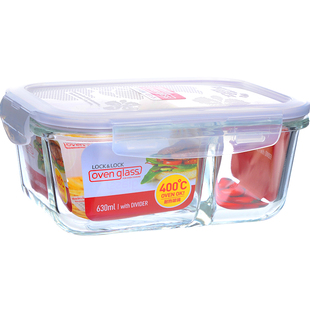 乐扣乐扣玻璃饭盒大容量便当盒分隔型保鲜盒微波炉分格上班族餐盒