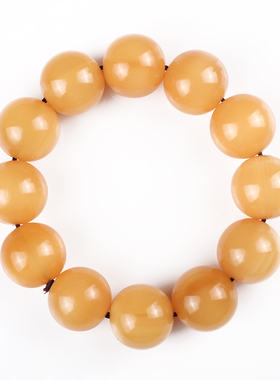 西藏黄色金丝牦牛角款文玩佛珠