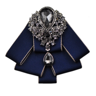 3件套 领花男 结婚男士新郎结婚水钻领花司仪领结口袋巾胸花套装