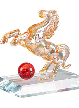 水晶生肖书房创意开业礼物琉璃马