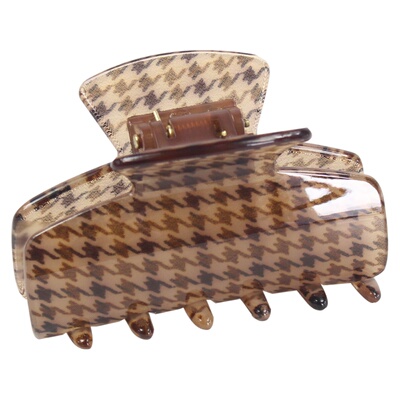 中号透亮格纹发抓韩国棕色格子美