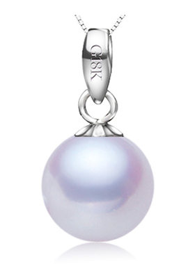 18k金天然珍珠吊坠正圆强光正品