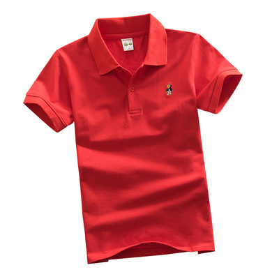 红色打底衫纯棉翻领短袖男童夏装