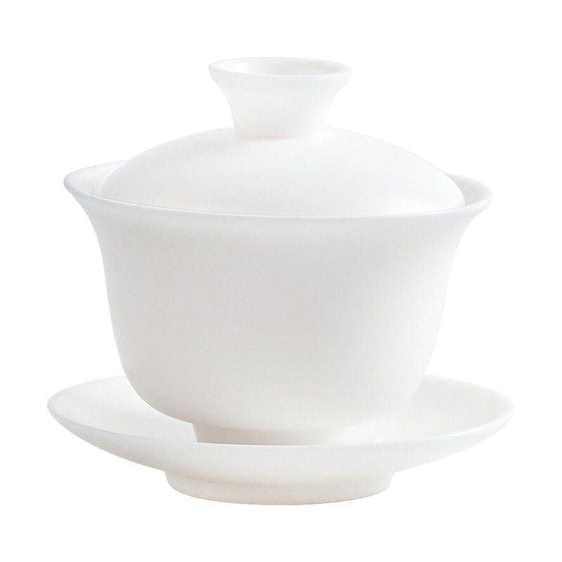 白瓷羊脂玉白瓷玉瓷纯白小号盖碗小茶杯家用泡茶功夫茶具白色迷你