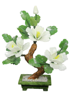 玉石雕刻中式风盆景酒柜装饰品