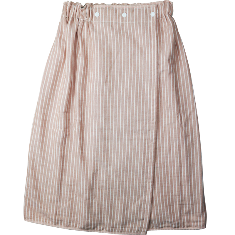 日系慢生活时尚条纹抹胸式可穿浴裙纱布吸水纯棉性感浴巾美容院