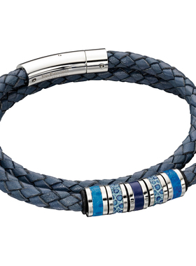 英国双层皮质编织欧美风手链