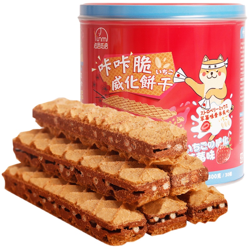 法思觅语豆乳休闲办公桶装威化饼干