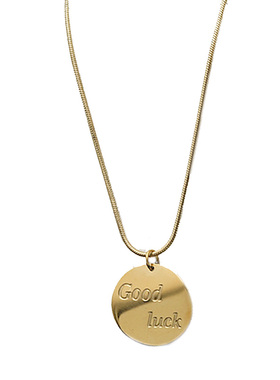 项链不掉色18k圆牌幸运ins长款