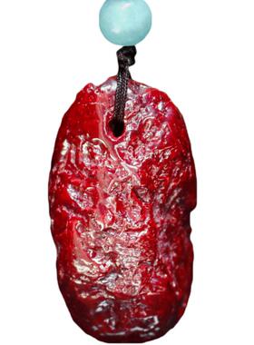 黔隆工艺朱砂原矿石吊坠项链正品