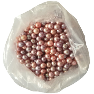 正品天然紫色珍珠裸珠散珠带孔 强光无暇真珍珠diy手链项链耳环女