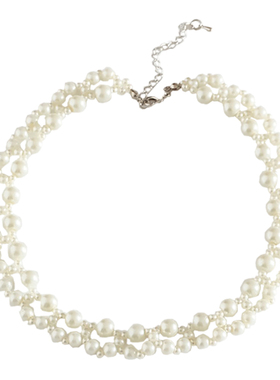 多层短款时尚风女士饰品珍珠项链