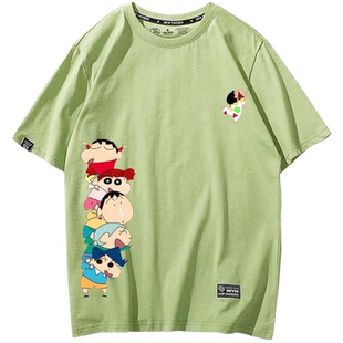蜡笔小新联名t恤印花图案短袖日本动漫情侣小众设计感宽松学生T恤