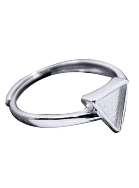 纯银戒指托时尚几何图形蓝珀