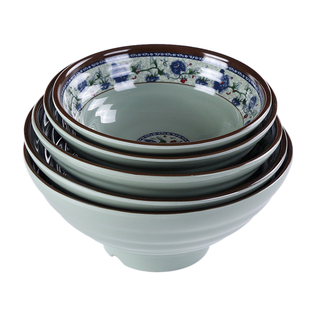 包邮青花碗密胺仿瓷碗塑料碗商用麻辣烫碗大汤碗牛肉拉面碗餐具摔