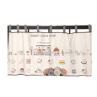 厨房短窗帘 棉麻质感水洗 防油晒咖啡遮光 抹茶汉堡 北京定制定做