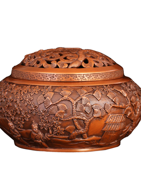 纯紫铜世外桃源风人物佛堂香薰炉