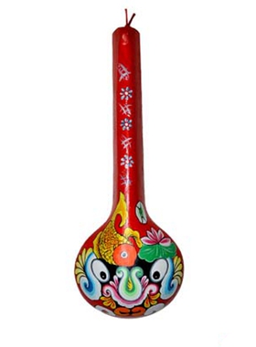 中国风非遗陕西手绘马勺脸谱装饰