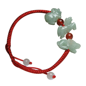 生肖属羊三合六合翡翠玉兔猪马钥匙扣手机链红手链