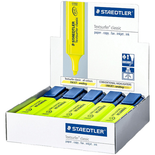 德国施德楼364荧光笔标记批注记号笔粗划重点彩色银光笔糖果色学生用荧光笔STAEDTLER 喷墨文件可用快干