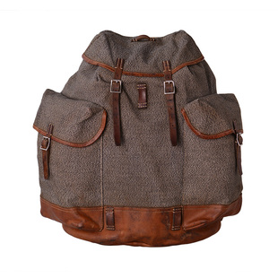 40年代瑞士军版双耳胡椒盐背包绝世稀有重磅帆布旅行复古双肩包