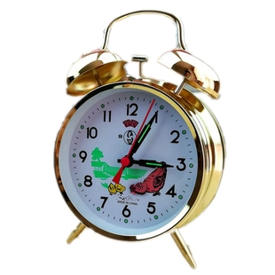 合飞老式上发条机械闹钟创意金属上弦打铃钟7080怀旧创意表鸡吃米