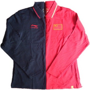 正品李宁 赞助国家女篮教练运动员裁判官员长短袖T恤Polo女国旗服