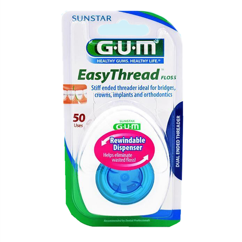 GUM种植正畸用牙线便携式牵引器牙套清洁牙线1盒清洁牙缝