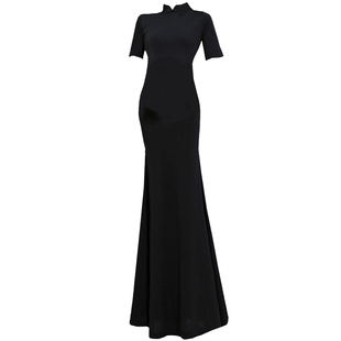 盈可人大码中国风改良旗袍鱼尾裙开叉礼服胖MM显高主播轻熟连衣裙