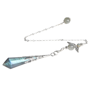 灵摆吊坠天然水晶灰月光紫粉白黄水晶萤石黑耀石项链饰品男女