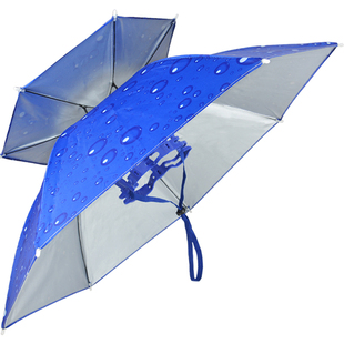金钓勾双层伞帽头戴伞帽子超轻钓鱼伞帽防雨防晒遮阳帽透气折叠伞
