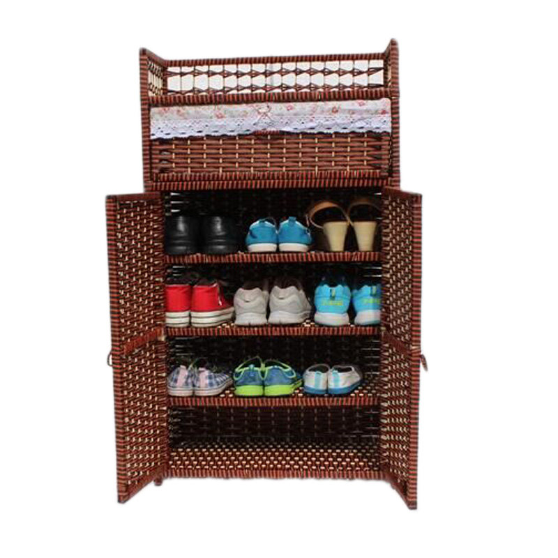 特价田园草编藤编鞋架鞋柜储物架收纳柜简易实木床头柜多功能