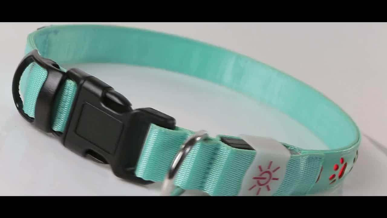 Dc020 Dog Paw Hollow Up Pu Leather Usb Rechargeable Led