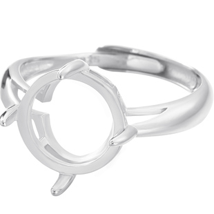 925纯银男女日韩戒指空托18K金简约光面四爪圆形蜜蜡戒托空托3-15