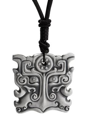 图腾纯银吊坠饕餮纹男士霸气项链